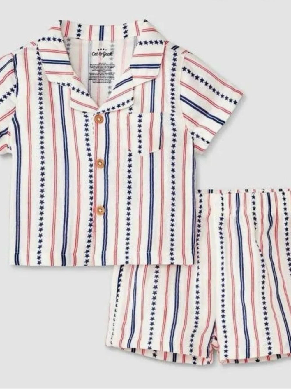 Cat & Jack Red, White & Blue Star Stripe Short Set